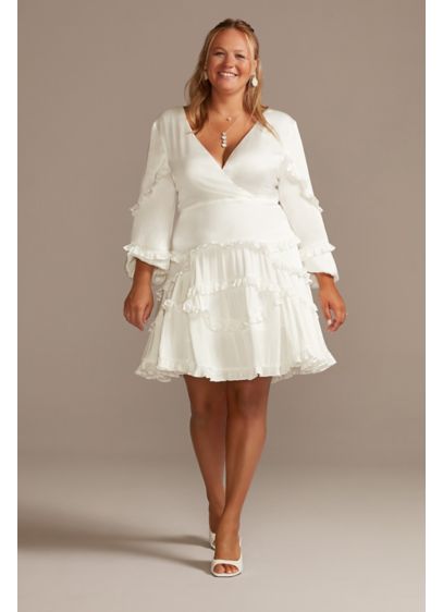 Charmeuse Mini Plus Size Dress with Back Tie - Perfect for any wedding event or a warm-weather